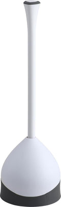 Clorox Toilet Plunger with Hideaway Holder Caddy Heavy-Duty Compact Design with Non-Skid Rubber Base for Bathroom Convenient Storage Toilet Unclogger. 6.5x19.5-Inch. White