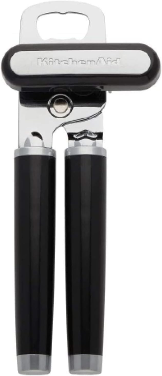 KitchenAid Classic Multifunction Can Opener and Bottle Opener Easy to Use.Razor Sharp Stainless Steel Cutting Wheel.Soft Ergonomic Handles.Black.(Pack of 12)