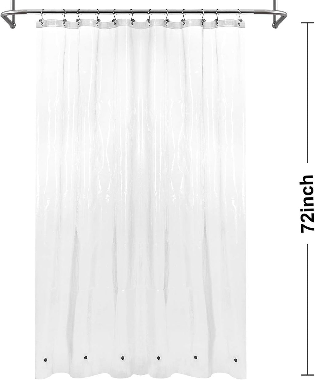Barossa Design Oeko-tex Certified Shower Curtain Liner Standard Size. Clear | Waterproof PEVA. Rustproof Grommets. 3 Bottom Magnets. Cute Lightweight Bathroom Curtain. Fits Standard Tub 72 Length