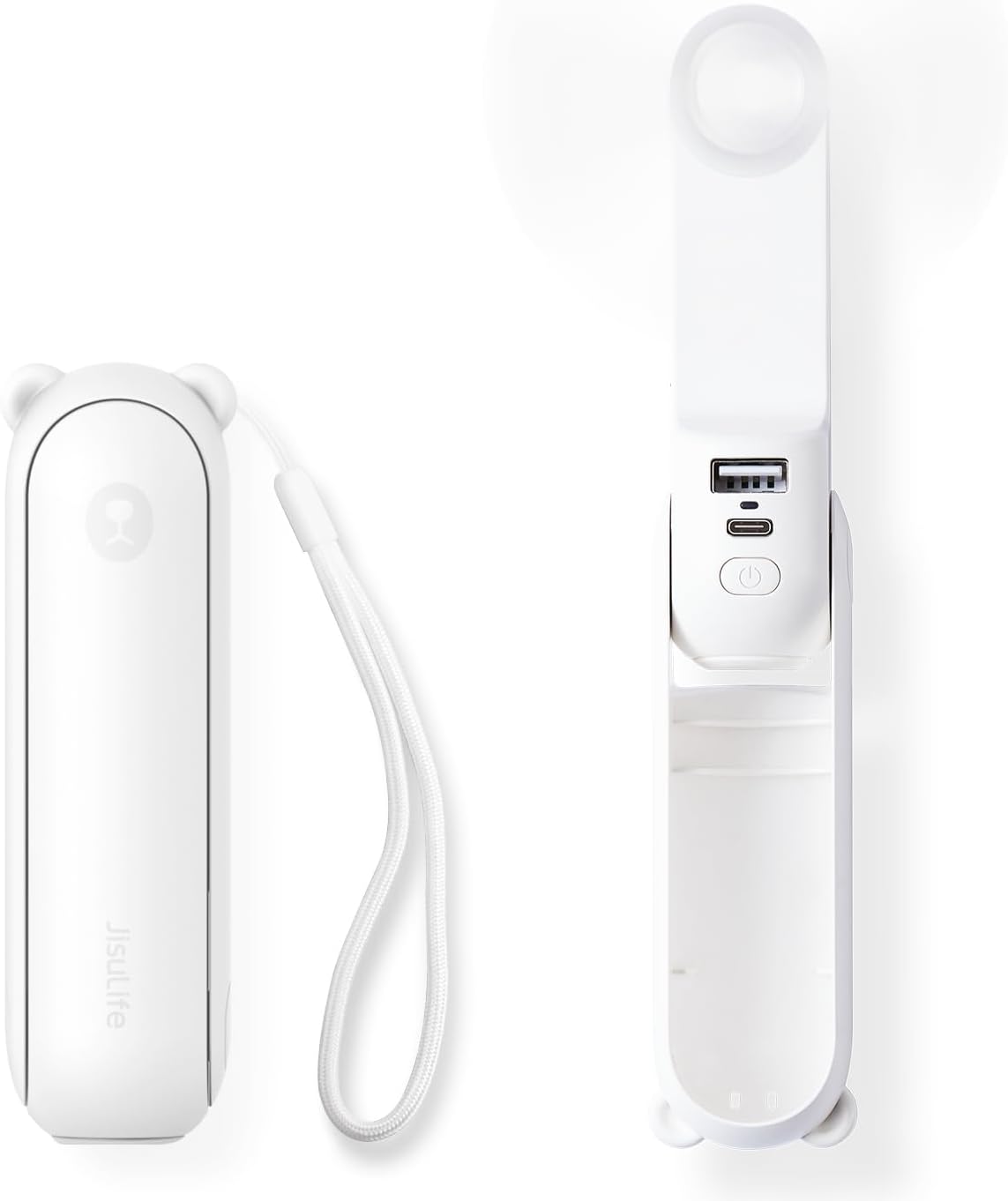 JISULIFE 3 IN 1 Portable Fan with Power Bank & Flashlight Featured | 19H Max Cooling. USB Rechargeable. Pocket-Sized Handheld Fan for Travel. Cruise. Concerts. Makeup. Summer Gifts for Women