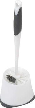 Clorox Corner Toilet Bowl Brush with Under Rim Scrubber. Includes Corner Storage Caddy. White