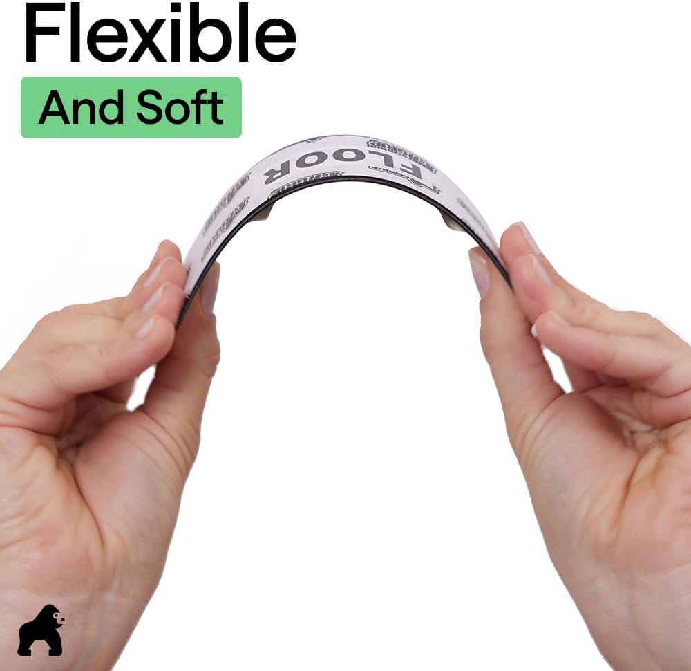 GORILLA GRIP® Extra Long Rug Grippers for Hardwood Floor. 8 Pack Black | Reusable Dual-Sided Adhesives Pads Keep Area Rugs Corners Flat. Holds Down Carpet on Hard Wood. Tile Floors. Renter Friendly