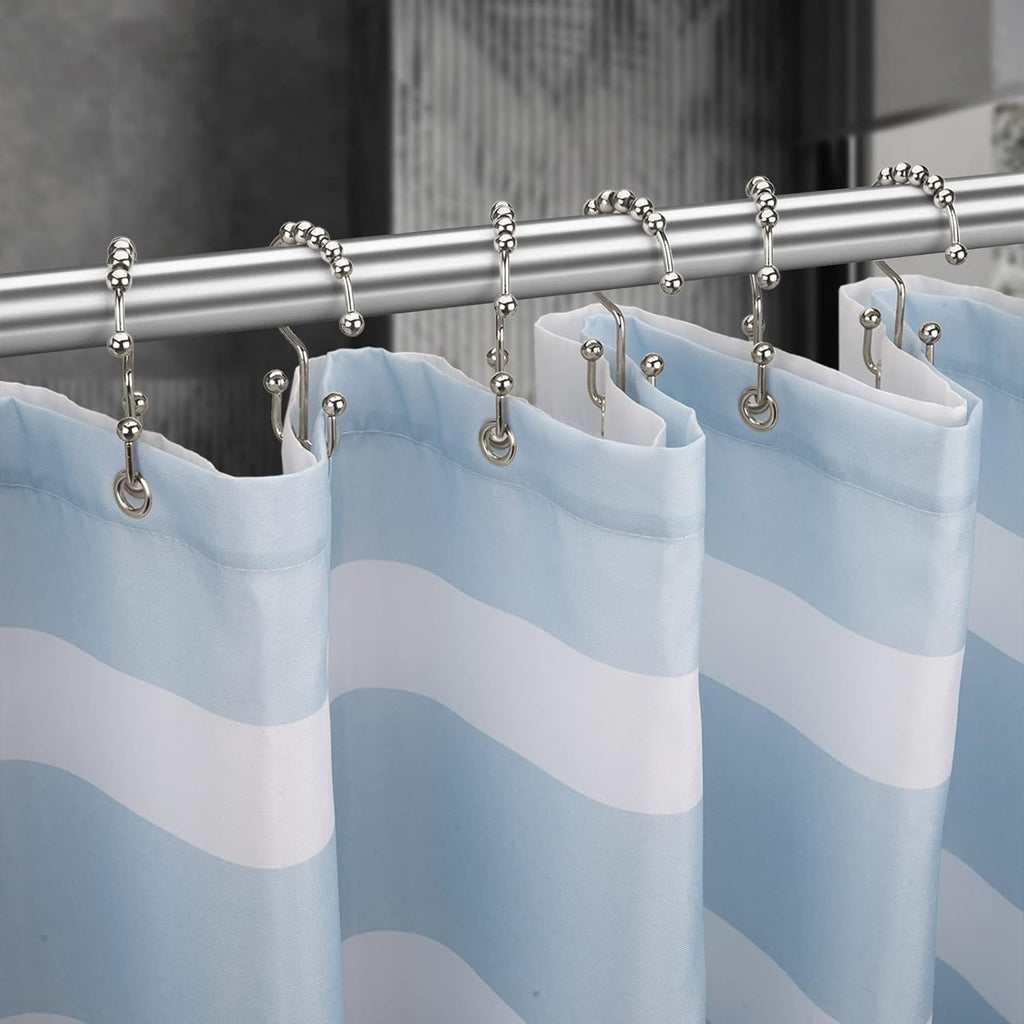 Titanker Shower Curtain Hooks Rings. Rust Resistant Metal Double Glide Shower Hooks Rings for Bathroom Shower Rods Curtains. Set of 12 Hooks - Nickel