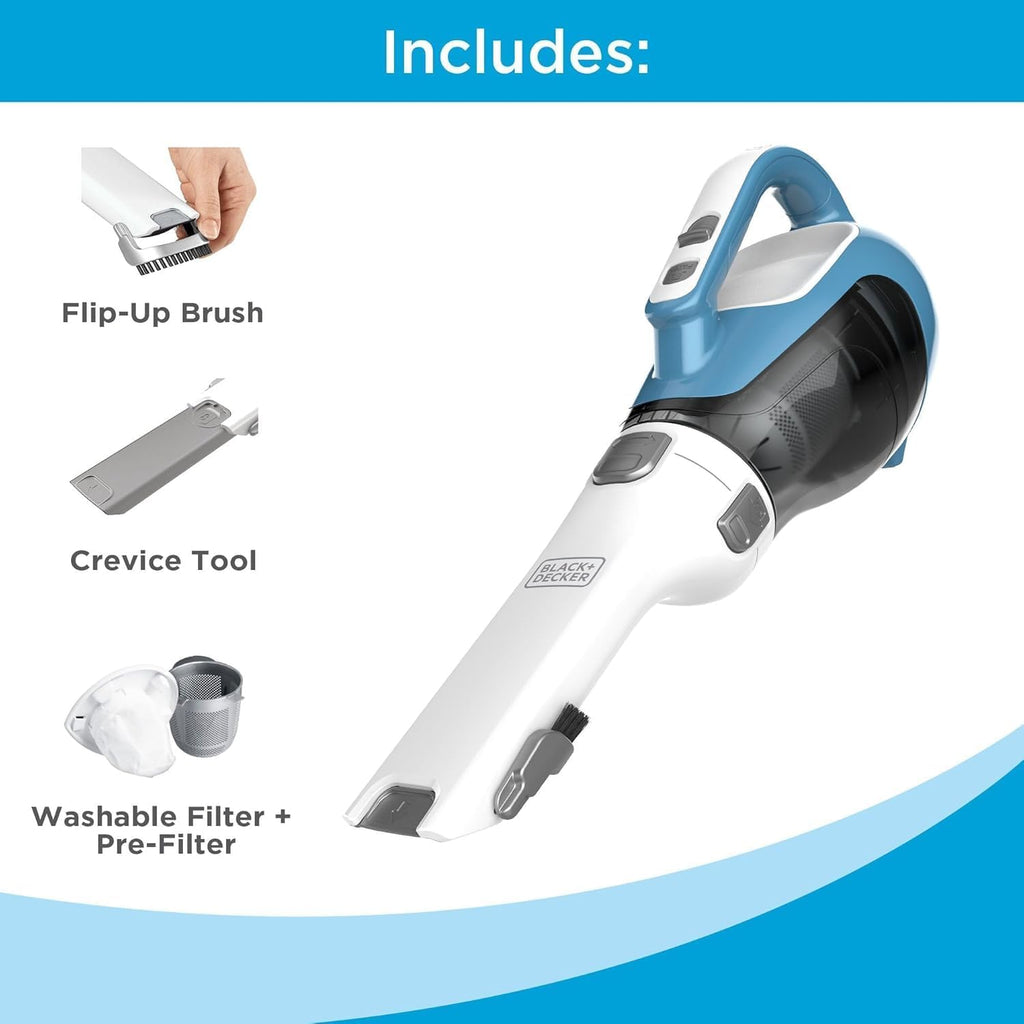 Amazon.com - Black+Decker. Dustbuster AdvancedClean Handheld Vacuum Cordless. Compact Home and Car Vacuum with Crevice Tool. Rotating Nozzle and Charging Station - Household Handheld Vacuums