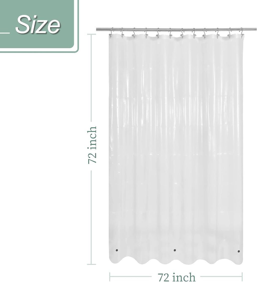 Mrs Awesome Clear Shower Curtain Liner with 3 Magnets. 72x72 | 12 Rustproof Grommets. Premium Flexible Sturdy Plastic Shower Curtain for Bathroom Lightweight. Waterproof.72W x 72H