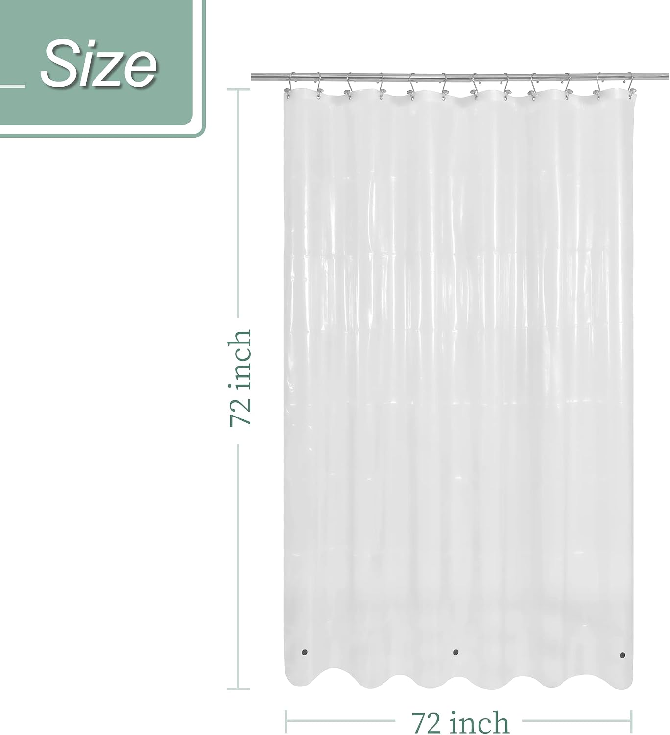 Mrs Awesome Clear Shower Curtain Liner with 3 Magnets. 72x72 | 12 Rustproof Grommets. Premium Flexible Sturdy Plastic Shower Curtain for Bathroom Lightweight. Waterproof.72W x 72H