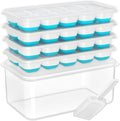 DOQAUS Ice Cube Tray with Lid and Bin.4 Pack Ice Cube Trays for Freezer | Silicone.Stackable. Easy Release Trays with Storage Bin & Scoop. Ideal for Freezer. Kitchen. RV. Cocktail. Coffee.
