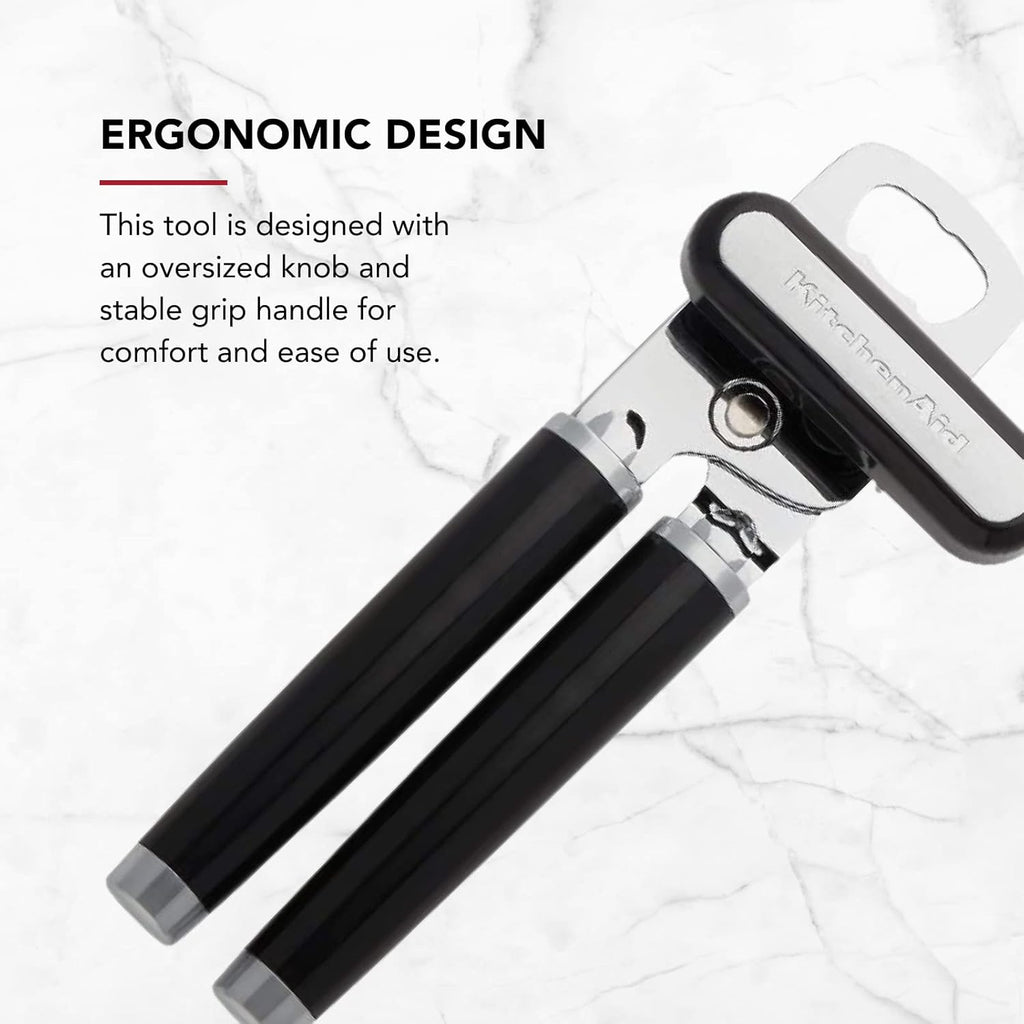 KitchenAid Classic Multifunction Can Opener and Bottle Opener Easy to Use.Razor Sharp Stainless Steel Cutting Wheel.Soft Ergonomic Handles.Black.(Pack of 12)