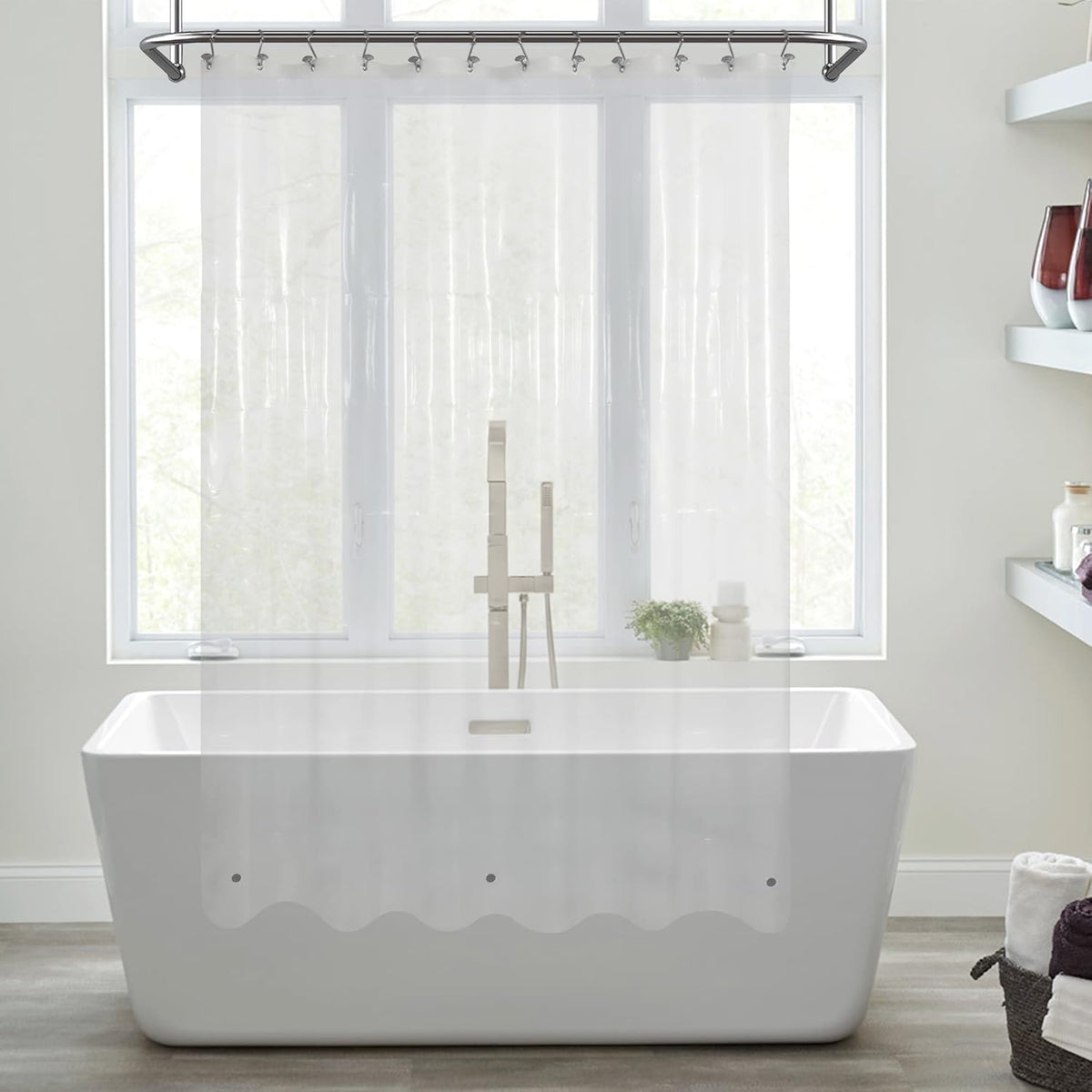 Mrs Awesome Clear Shower Curtain Liner with 3 Magnets. 72x72 | 12 Rustproof Grommets. Premium Flexible Sturdy Plastic Shower Curtain for Bathroom Lightweight. Waterproof.72W x 72H