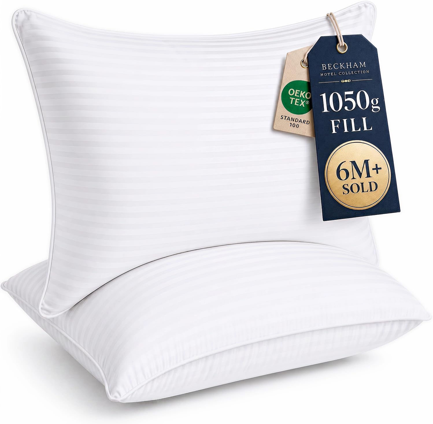Beckham Hotel Collection Bed Pillows Standard/Queen Size Set of 2 | Original Soft Down Alternative Pillow for Sleeping. Soft Support for Back. Stomach or Side Sleepers