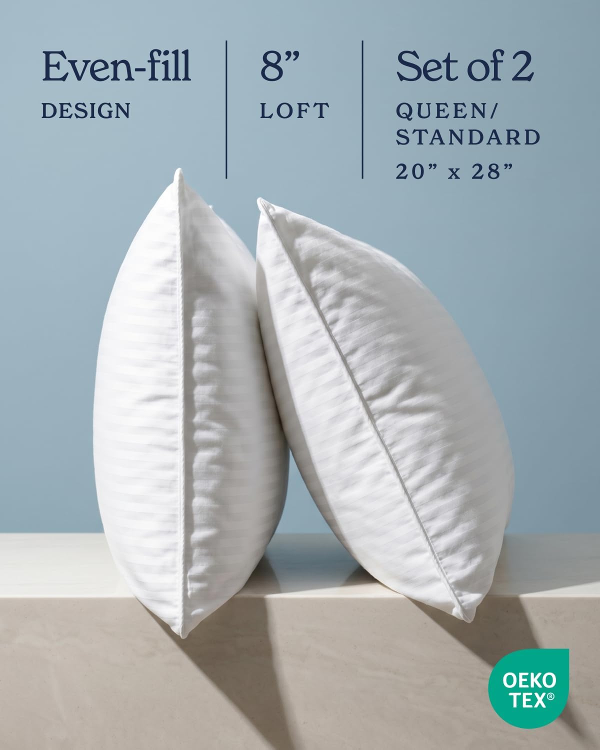 Beckham Hotel Collection Bed Pillows Standard/Queen Size Set of 2 | Original Soft Down Alternative Pillow for Sleeping. Soft Support for Back. Stomach or Side Sleepers