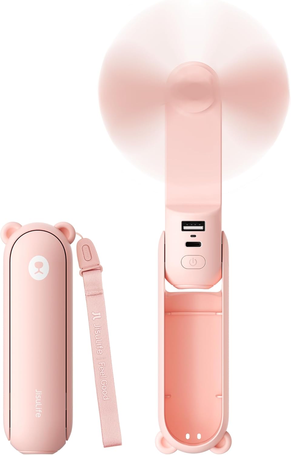 JISULIFE 3 IN 1 Portable Fan with Power Bank & Flashlight Featured | 19H Max Cooling. USB Rechargeable. Pocket-Sized Handheld Fan for Travel. Cruise. Concerts. Makeup. Summer Gifts for Women