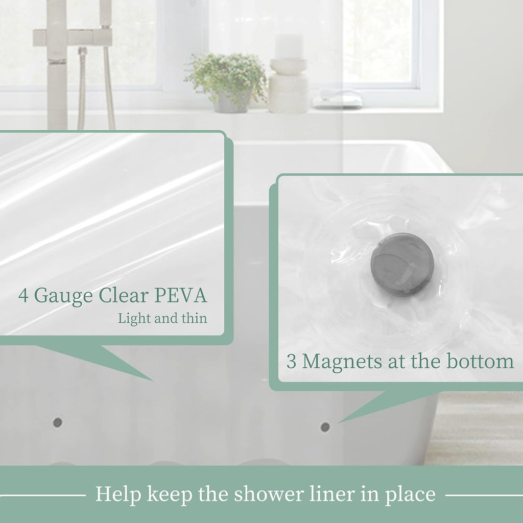 Mrs Awesome Clear Shower Curtain Liner with 3 Magnets. 72x72 | 12 Rustproof Grommets. Premium Flexible Sturdy Plastic Shower Curtain for Bathroom Lightweight. Waterproof.72W x 72H