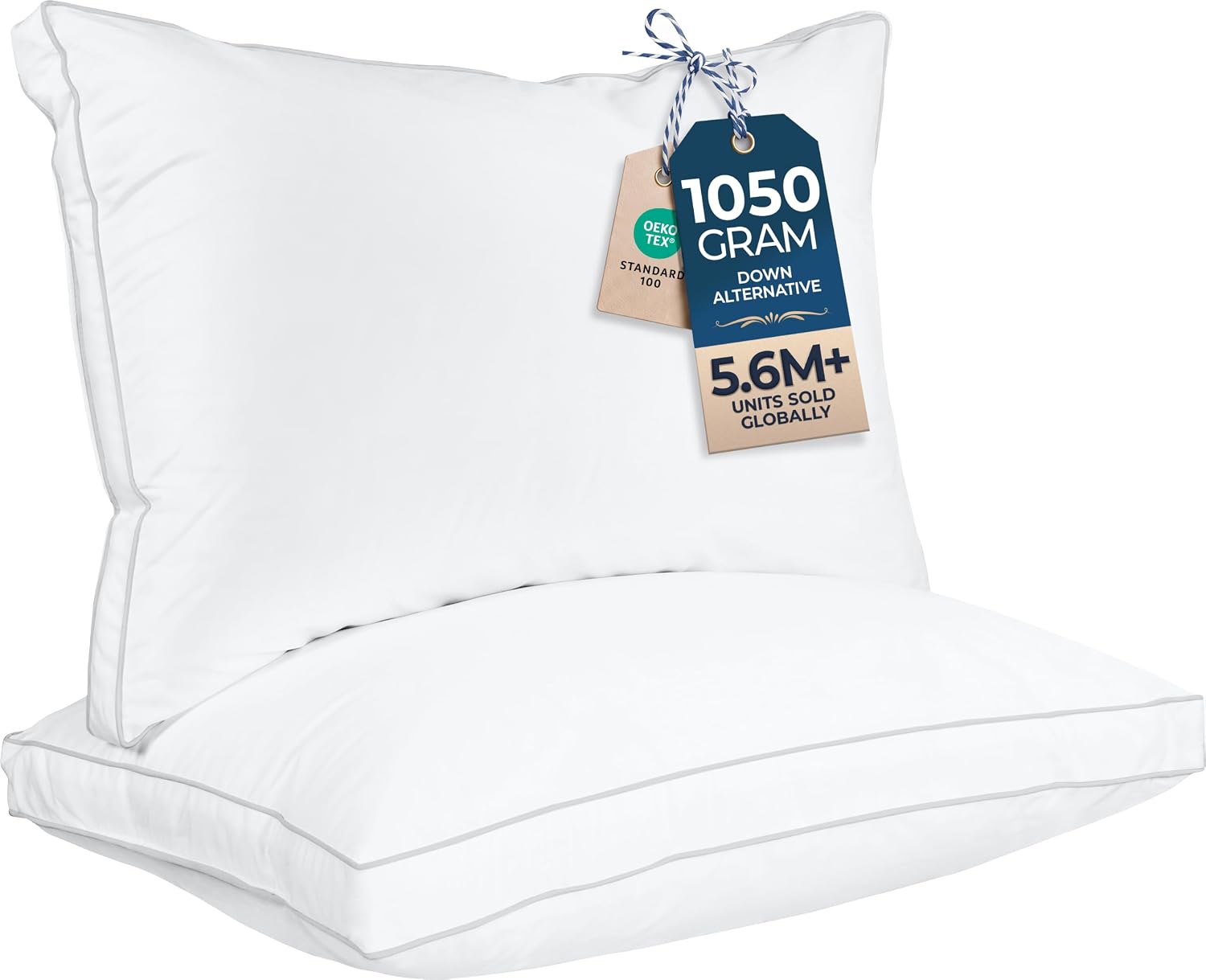 Utopia Bedding Gusset Bed Pillow. Hotel Pillows Queen Size Set of 2. White | Cotton Blended Down alternative pillows for sleeping. soft fluffy cooling comfort for Back. side & stomach sleepers. 2 pack
