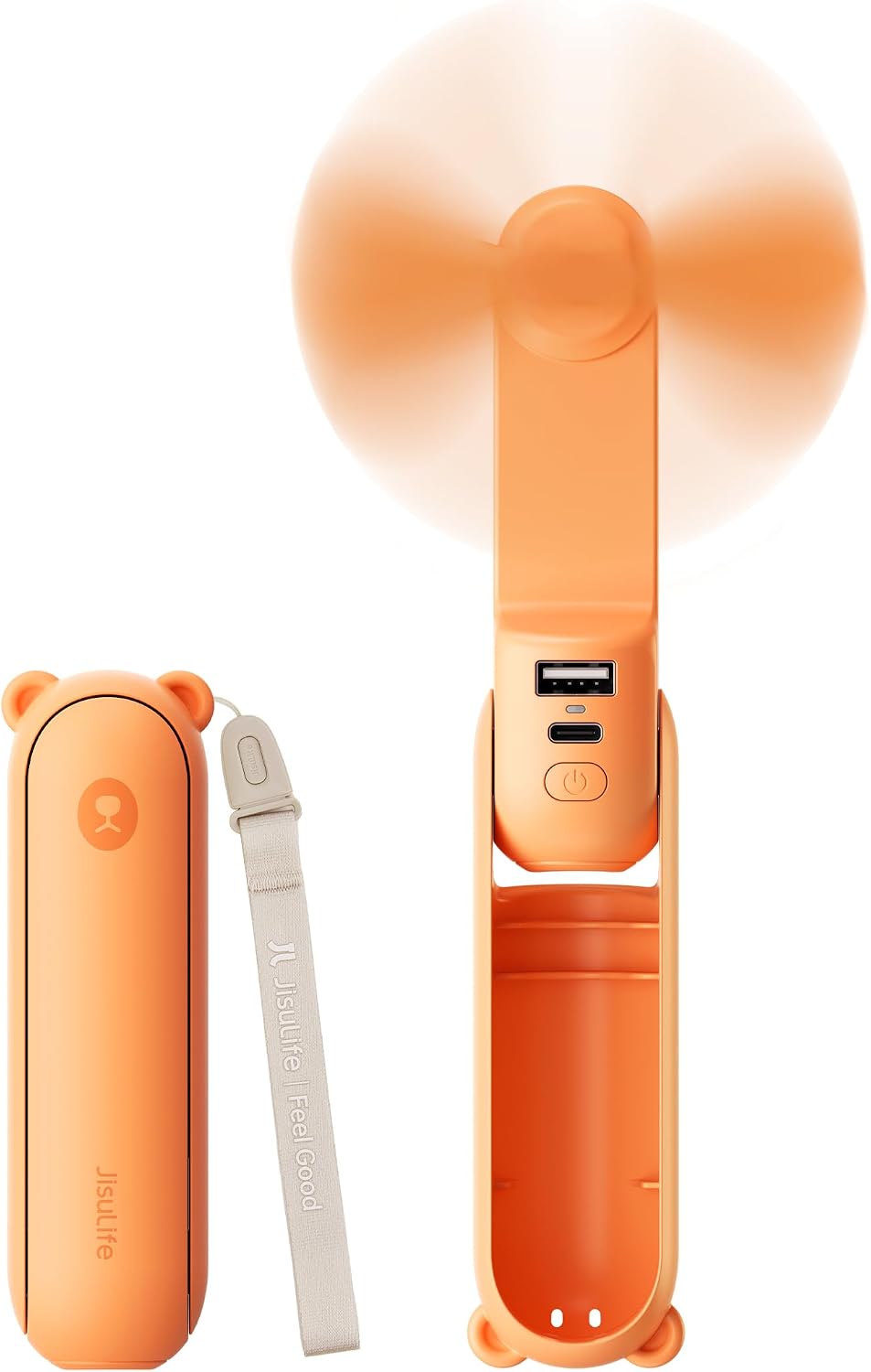JISULIFE 3 IN 1 Portable Fan with Power Bank & Flashlight Featured | 19H Max Cooling. USB Rechargeable. Pocket-Sized Handheld Fan for Travel. Cruise. Concerts. Makeup. Summer Gifts for Women