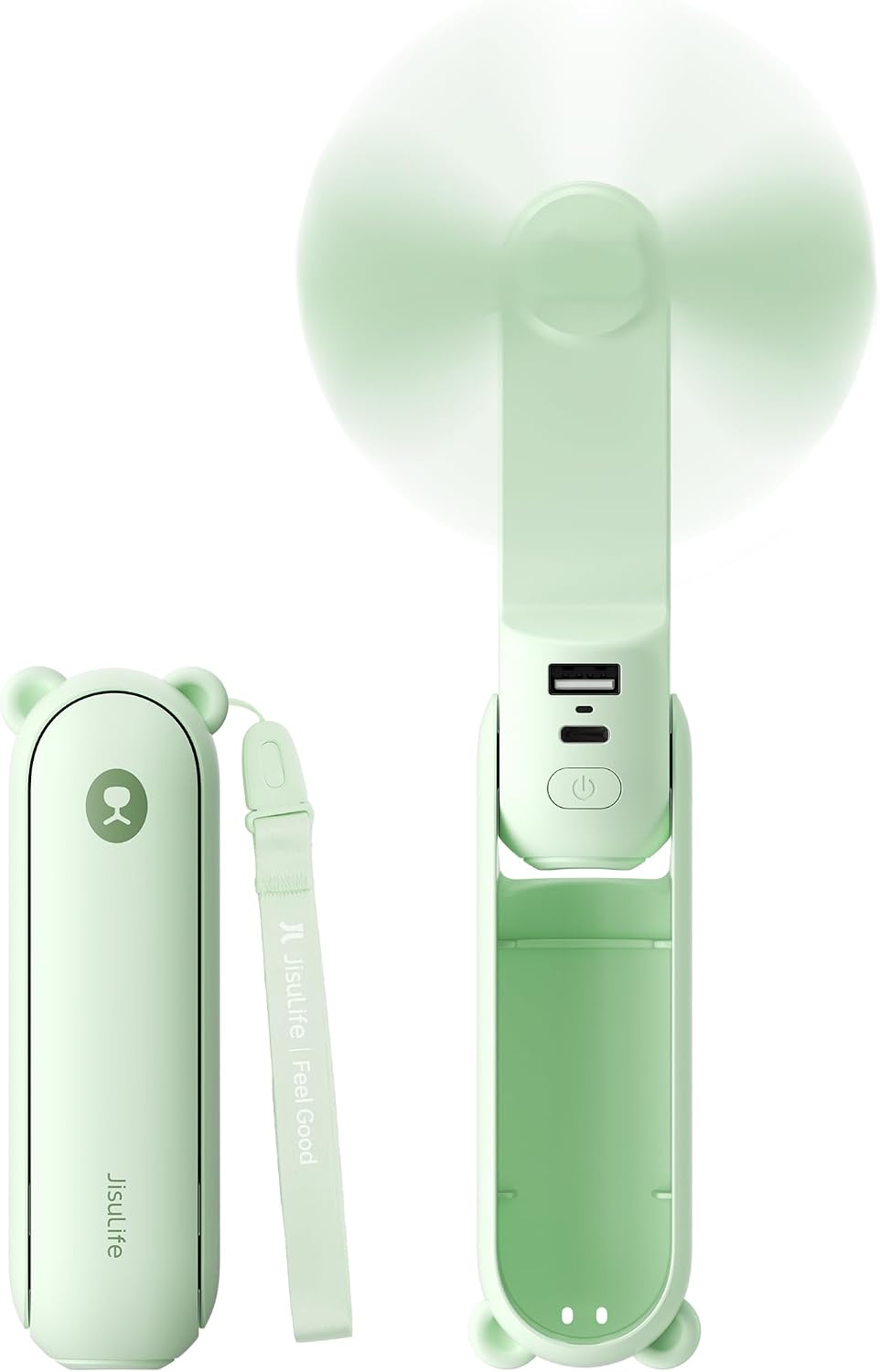 JISULIFE 3 IN 1 Portable Fan with Power Bank & Flashlight Featured | 19H Max Cooling. USB Rechargeable. Pocket-Sized Handheld Fan for Travel. Cruise. Concerts. Makeup. Summer Gifts for Women