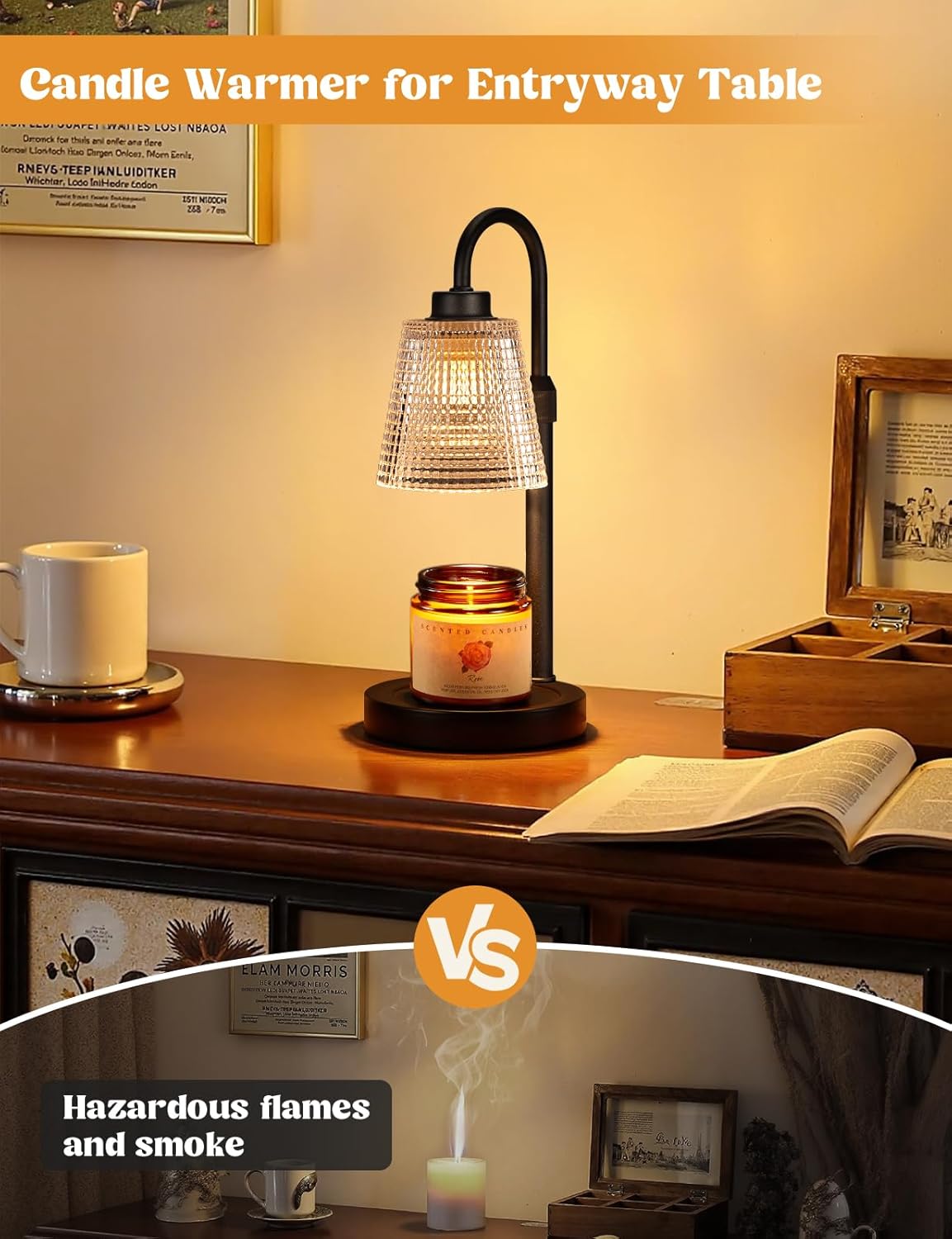 Candle Warmer Lamp with Timer Home Decor Birthday Gifts for Women | Dimmable Candle Warmer for Jar Candles. Height Adjustable Wax Melts Warmer.Room Decor House Warming Gifts New