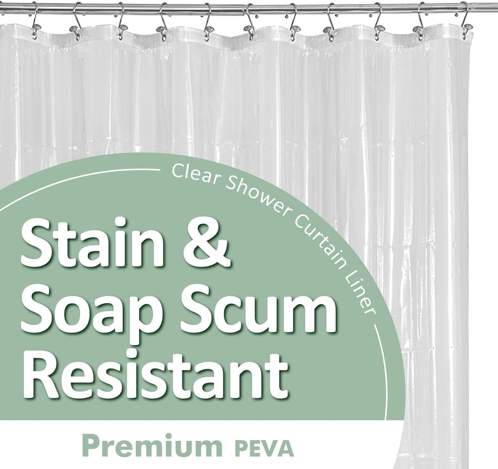 Barossa Design Oeko-tex Certified Shower Curtain Liner Standard Size. Clear | Waterproof PEVA. Rustproof Grommets. 3 Bottom Magnets. Cute Lightweight Bathroom Curtain. Fits Standard Tub 72 Length