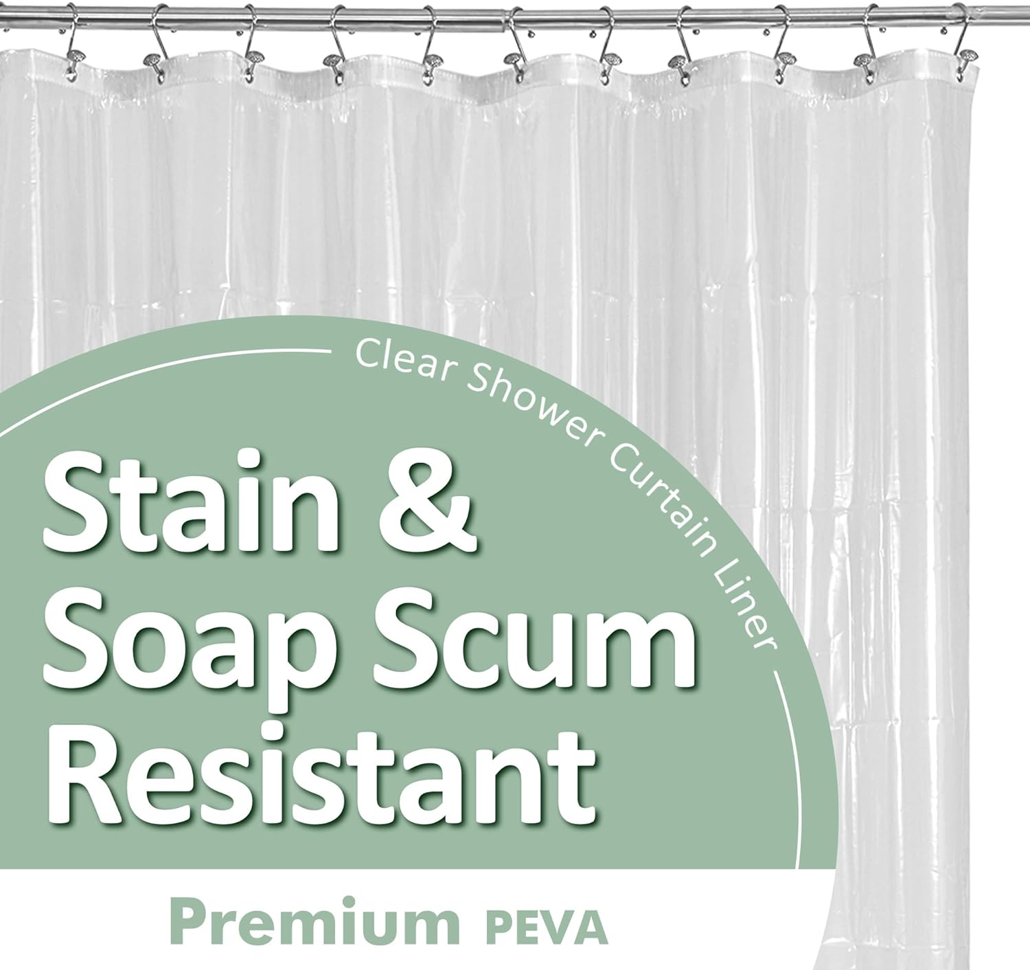 Barossa Design Oeko-tex Certified Shower Curtain Liner Standard Size. Clear | Waterproof PEVA. Rustproof Grommets. 3 Bottom Magnets. Cute Lightweight Bathroom Curtain. Fits Standard Tub 72 Length