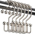 Titanker Shower Curtain Hooks Rings. Rust Resistant Metal Double Glide Shower Hooks Rings for Bathroom Shower Rods Curtains. Set of 12 Hooks - Nickel