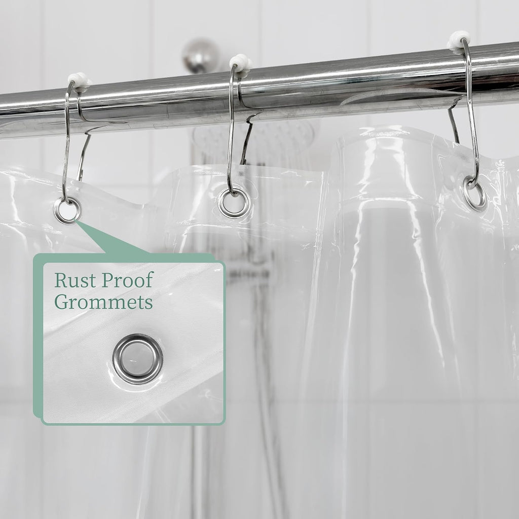 Mrs Awesome Clear Shower Curtain Liner with 3 Magnets. 72x72 | 12 Rustproof Grommets. Premium Flexible Sturdy Plastic Shower Curtain for Bathroom Lightweight. Waterproof.72W x 72H
