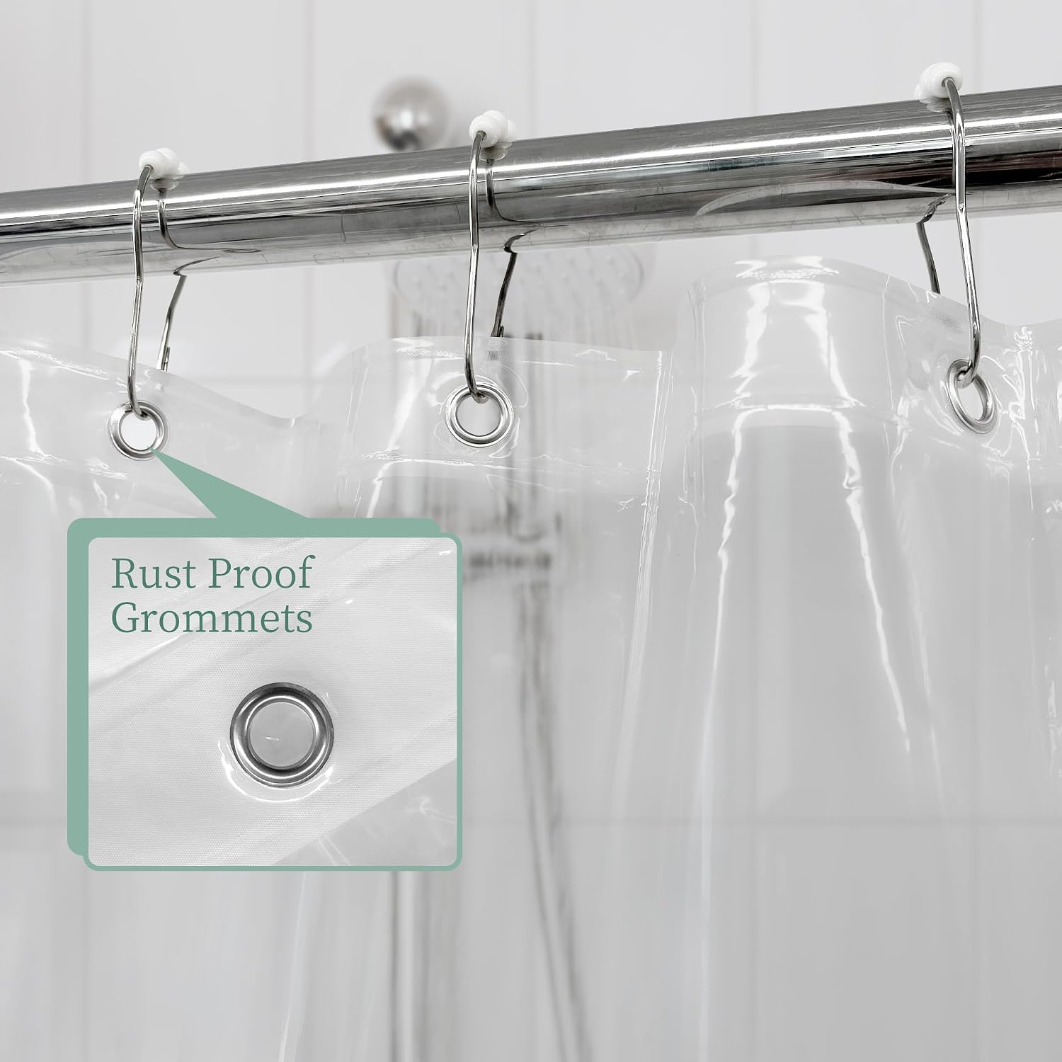 Mrs Awesome Clear Shower Curtain Liner with 3 Magnets. 72x72 | 12 Rustproof Grommets. Premium Flexible Sturdy Plastic Shower Curtain for Bathroom Lightweight. Waterproof.72W x 72H