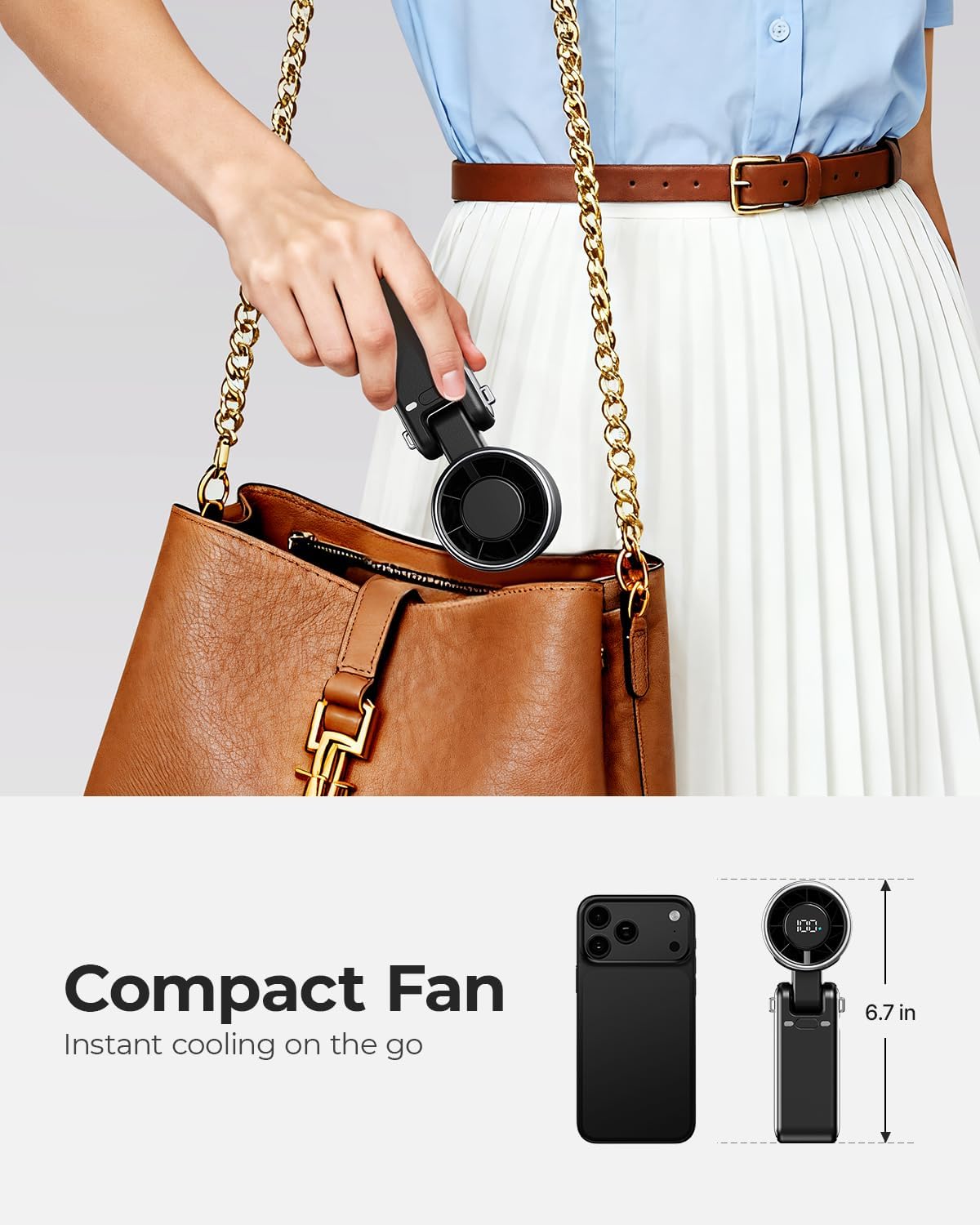 Bearwind Portable Handheld Turbo Fan - 5 Gear High Speed 4000mAh Rechargeable Mini Personal Hand Fan Blow Cold Air. Battery Operated Travel Essentials. Beach Vacation. Gifts for Women. Men (Black)