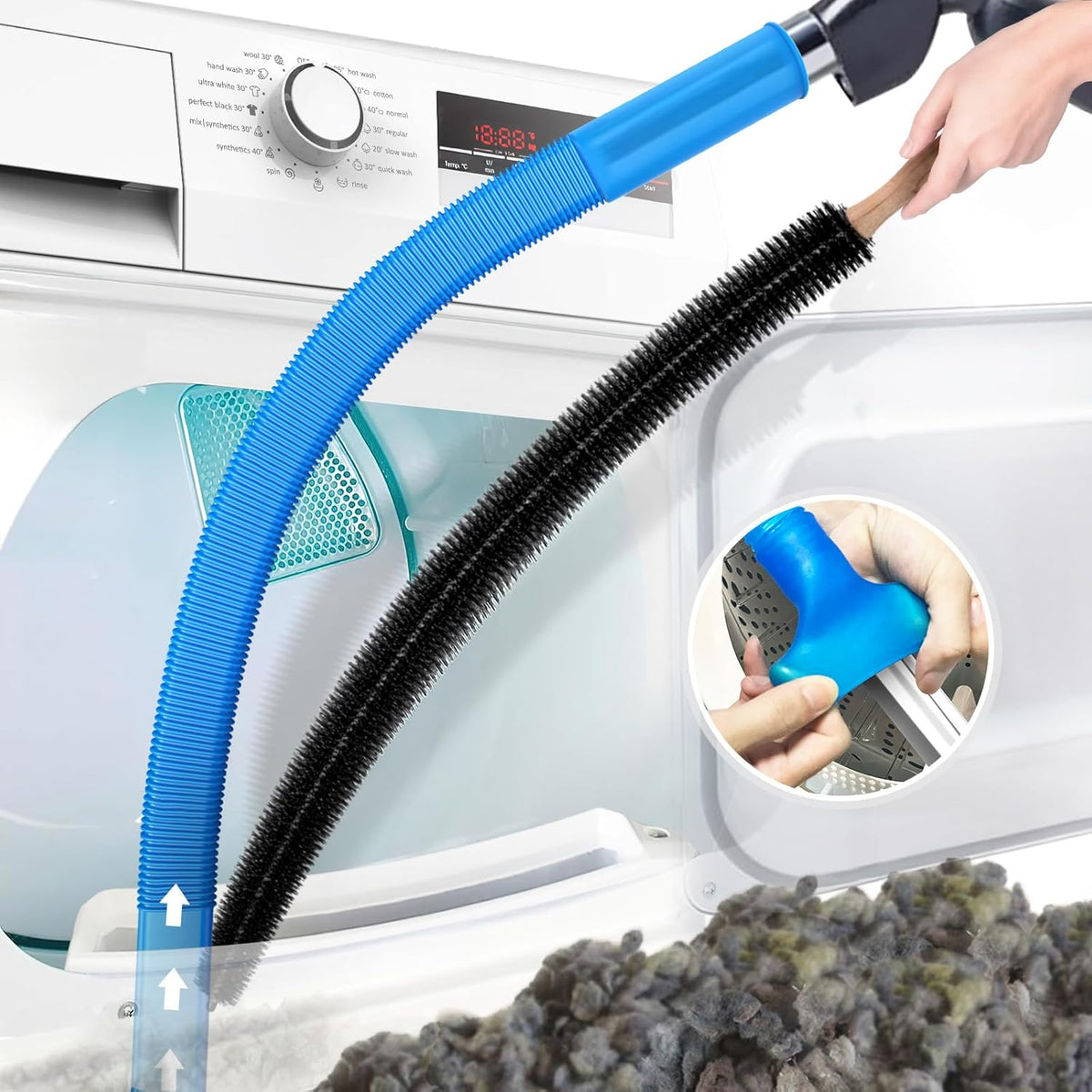 Amazon.com - PetOde 2Pcs Dryer Vent Cleaner Kit Universal Vacuum Hose Attachment & Brush | Blue Upgraded Flexible Hose for Smooth Airflow Without Whistling Noise. Fits Most Vacuums for Deep Cleaning