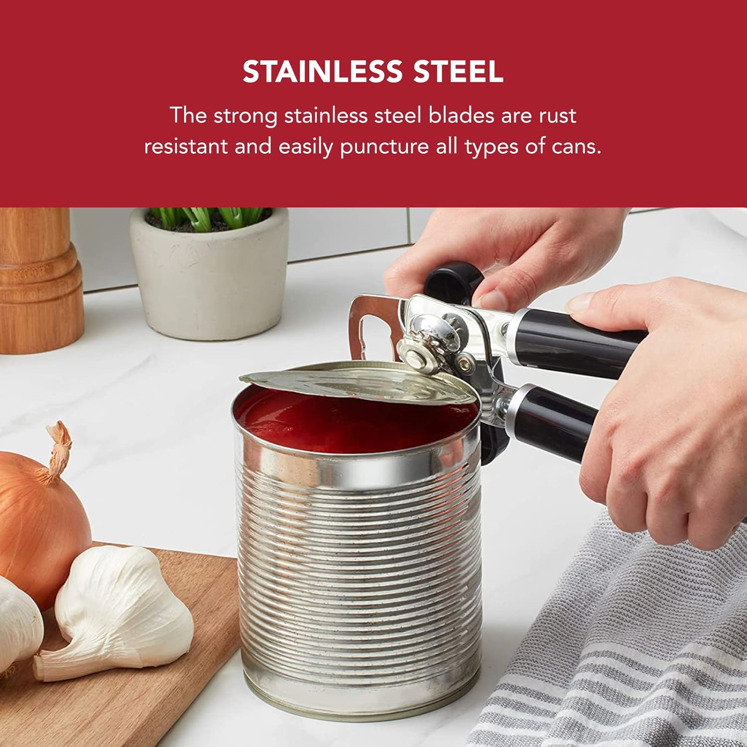KitchenAid Classic Multifunction Can Opener and Bottle Opener Easy to Use.Razor Sharp Stainless Steel Cutting Wheel.Soft Ergonomic Handles.Black.(Pack of 12)