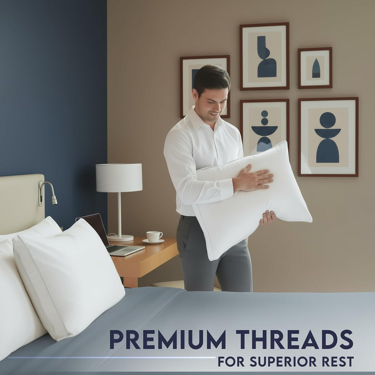 Utopia Bedding Gusset Bed Pillow. Hotel Pillows Queen Size Set of 2. White | Cotton Blended Down alternative pillows for sleeping. soft fluffy cooling comfort for Back. side & stomach sleepers. 2 pack