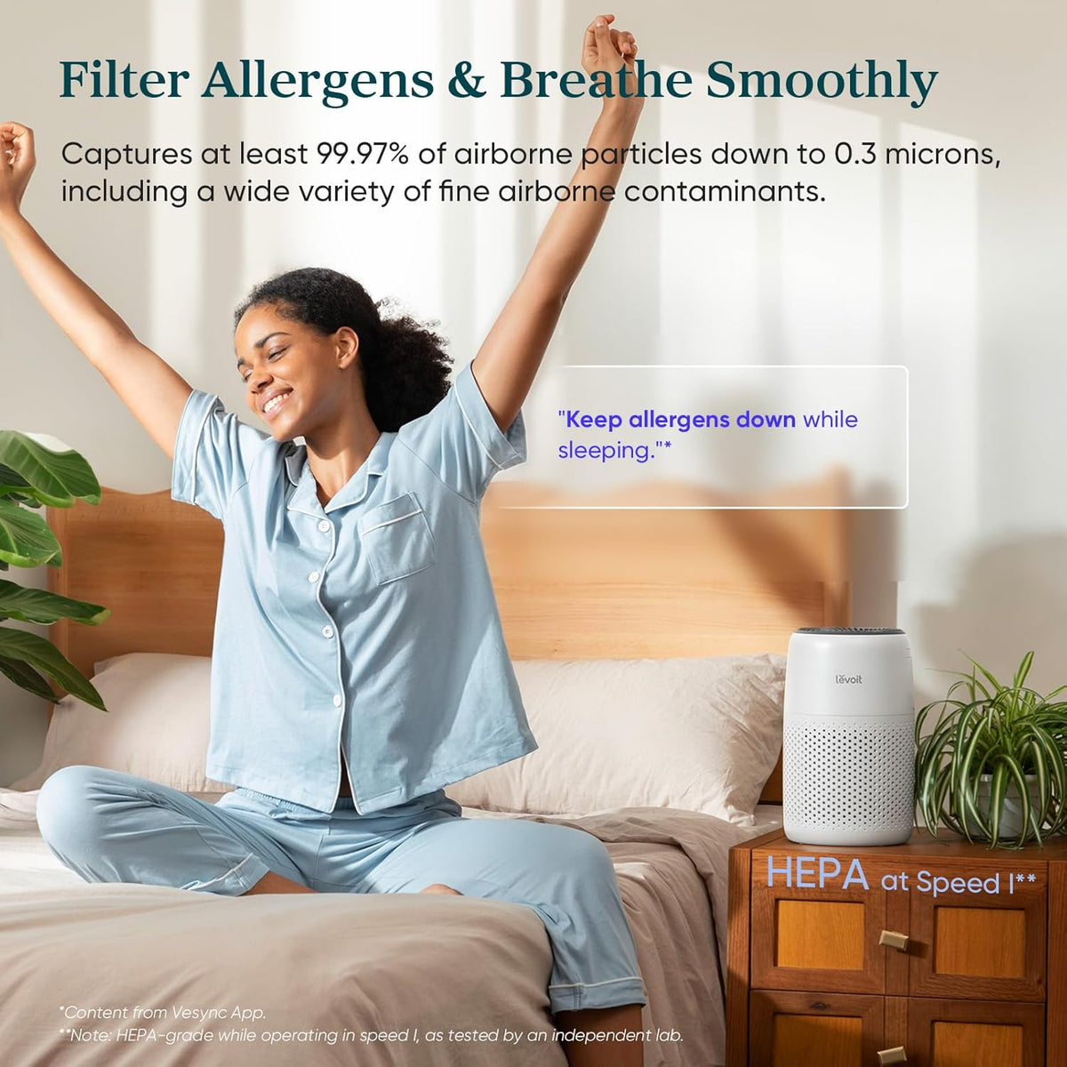 Levoit Air Purifiers for Bedroom Home Pets Dorm Room. Small Air Purifiers | Filter Cleaner with Fragrance Sponge. Filters Smoke. Allergens. Pet Dander. Odor. Dust. Office. Desktop. Core Mini-P. White