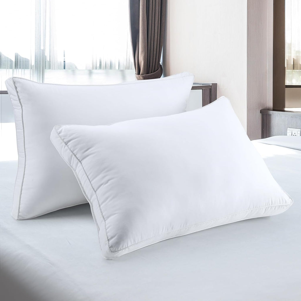 Utopia Bedding Gusset Bed Pillow. Hotel Pillows Queen Size Set of 2. White | Cotton Blended Down alternative pillows for sleeping. soft fluffy cooling comfort for Back. side & stomach sleepers. 2 pack