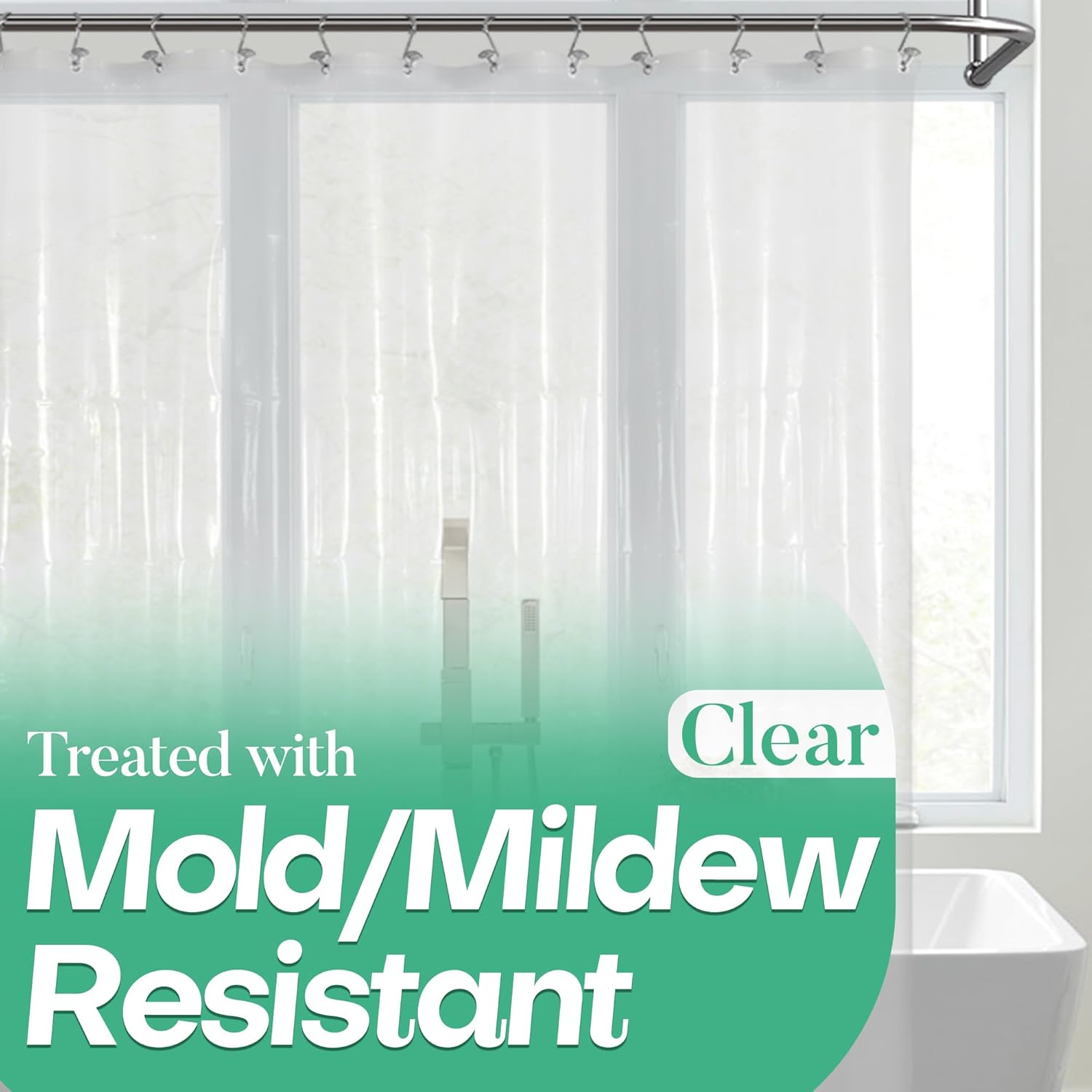 Mrs Awesome Clear Shower Curtain Liner with 3 Magnets. 72x72 | 12 Rustproof Grommets. Premium Flexible Sturdy Plastic Shower Curtain for Bathroom Lightweight. Waterproof.72W x 72H