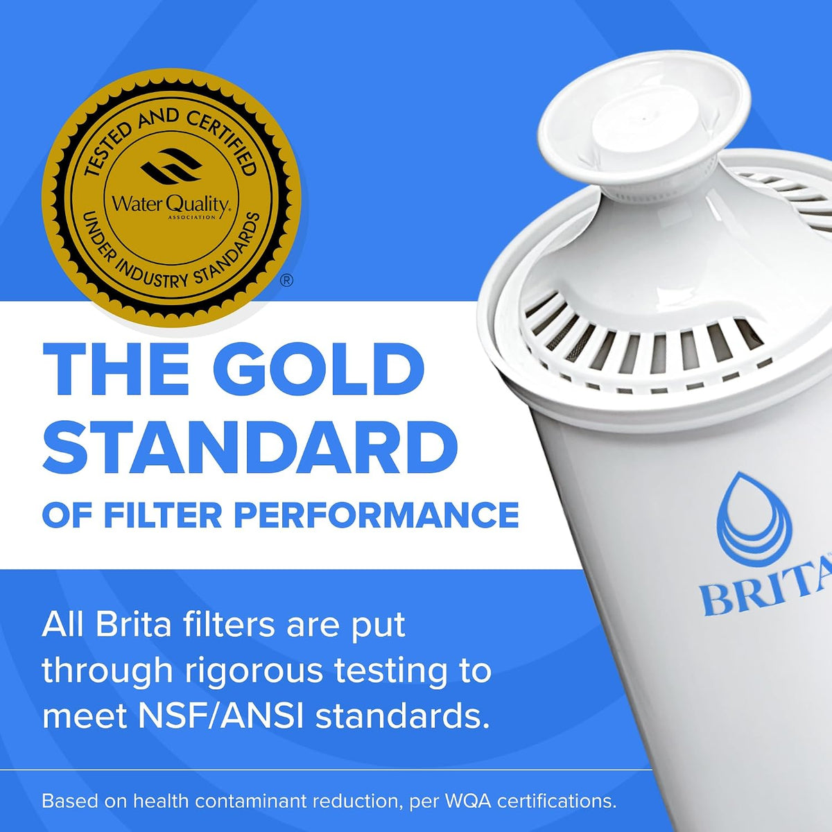 Brita Small 6-Cup Water Filter Pitcher. Includes 1 Filter. White | WQA and NSF/ANSI Certified. Reduces Chlorine. Copper. Mercury & Cadmium. Lasts 2 Months. Household Essential