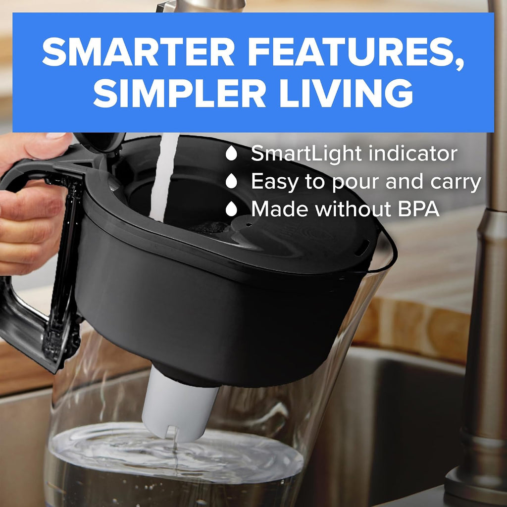 Brita Small 6-Cup Water Filter Pitcher. Includes 1 Filter. White | WQA and NSF/ANSI Certified. Reduces Chlorine. Copper. Mercury & Cadmium. Lasts 2 Months. Household Essential
