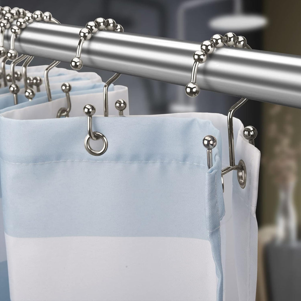 Titanker Shower Curtain Hooks Rings. Rust Resistant Metal Double Glide Shower Hooks Rings for Bathroom Shower Rods Curtains. Set of 12 Hooks - Nickel