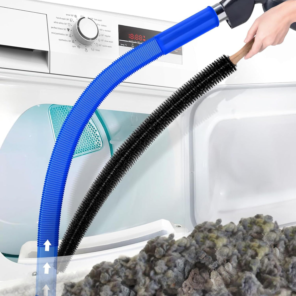 Amazon.com - PetOde 2Pcs Dryer Vent Cleaner Kit Universal Vacuum Hose Attachment & Brush | Blue Upgraded Flexible Hose for Smooth Airflow Without Whistling Noise. Fits Most Vacuums for Deep Cleaning