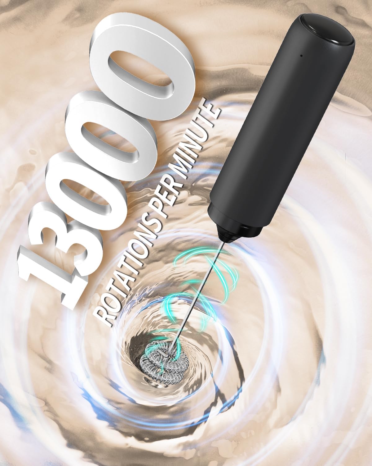 CIRCLE JOY Rechargeable Milk Frother Handheld. Dual Coil Whisk Head Electric Coffee Frother. Portable Hand Frother Wand Drink Mixer for Matcha Lattes Cappuccino. Kitchen Gifts. Black