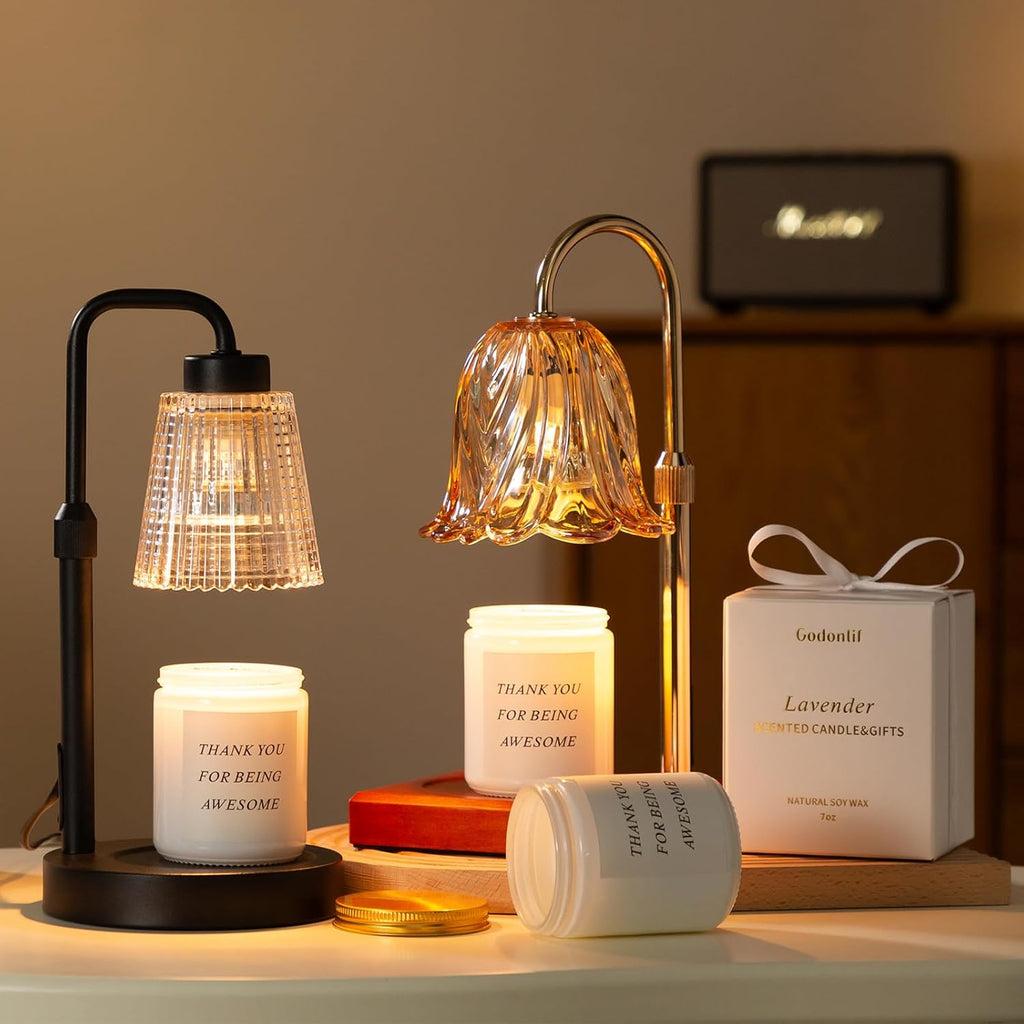 GODONLIF Candle Warmer Lamp with Timer. Birthday Gifts for Women Home Decor | 24h Cycle Timer Dimmable Wax Melt Warmer with 2 Bulbs. Fall Decor for Home Living Room Halloween Decorations Gifts for Mom