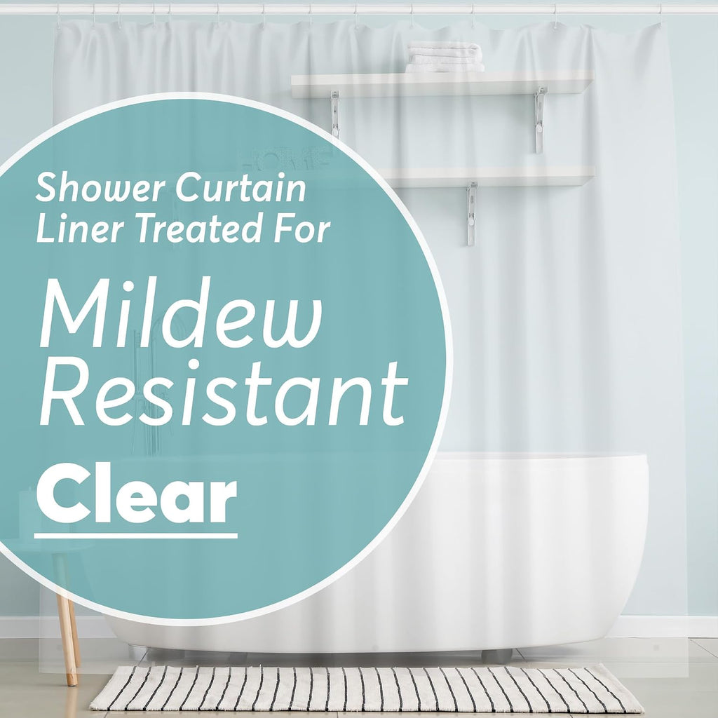 BigFoot Clear Shower Curtain - 72x72 Odorless Plastic with Magnets. Washable Long Bathroom Curtain - Premium PEVA Waterproof Bath Curtain. Rust-Proof Bathroom Essentials