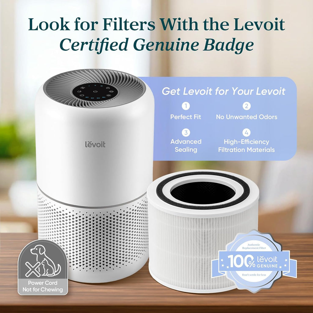 Levoit Air Purifier for Home Pets Hair Allergens in Bedroom Quiet Purifiers | Quiet HEPA Sleep Mode. Remove 99.97% Dust Pollen Smoke Pet Odor. AHAM VERIFIDE. Core300-P. Up to 1073 ft². White