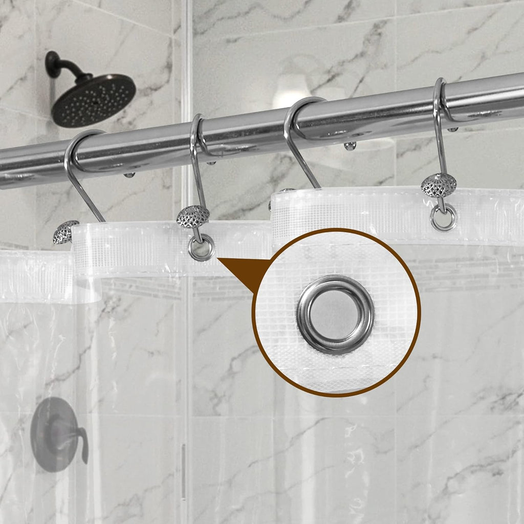 Barossa Design Oeko-tex Certified Shower Curtain Liner Standard Size. Clear | Waterproof PEVA. Rustproof Grommets. 3 Bottom Magnets. Cute Lightweight Bathroom Curtain. Fits Standard Tub 72 Length