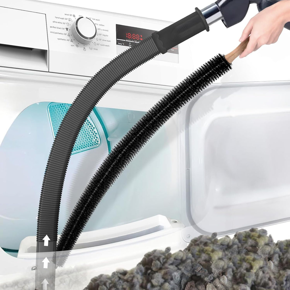 Amazon.com - PetOde 2Pcs Dryer Vent Cleaner Kit Universal Vacuum Hose Attachment & Brush | Blue Upgraded Flexible Hose for Smooth Airflow Without Whistling Noise. Fits Most Vacuums for Deep Cleaning