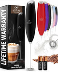 Zulay Kitchen Milk Frother Handheld Electric Whisk – Frother Wand. Durable Drink Mixer. Coffee Frother. Hand Blender. Frother for Protein Powder. Matcha & More - Black