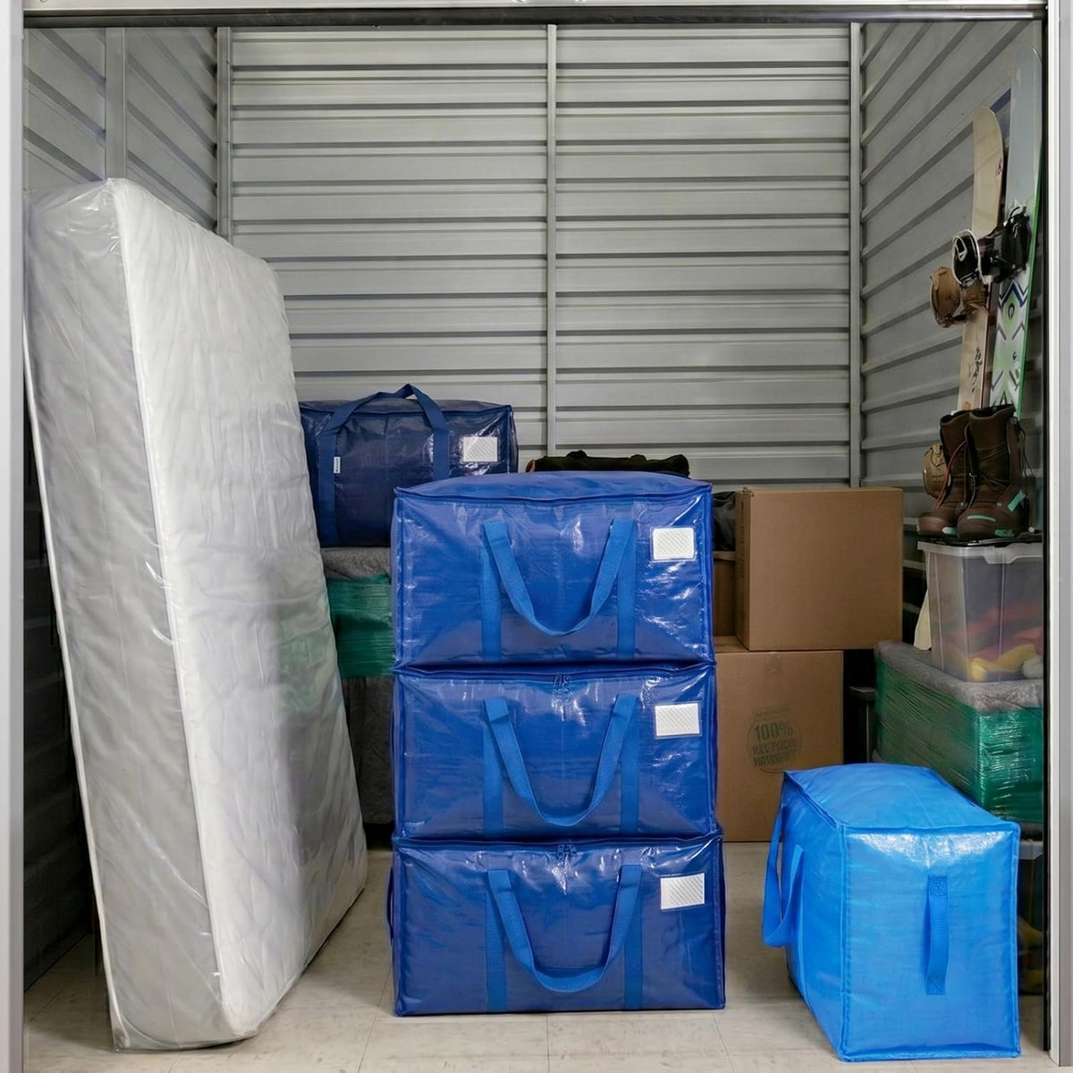 TICONN 6 Pack Extra Large Moving Bags Heavy Duty with Zippers & Carrying Handles. Durable Storage Bags Moving Boxes for Closet Organizers and Storage (6 Pack. Blue)