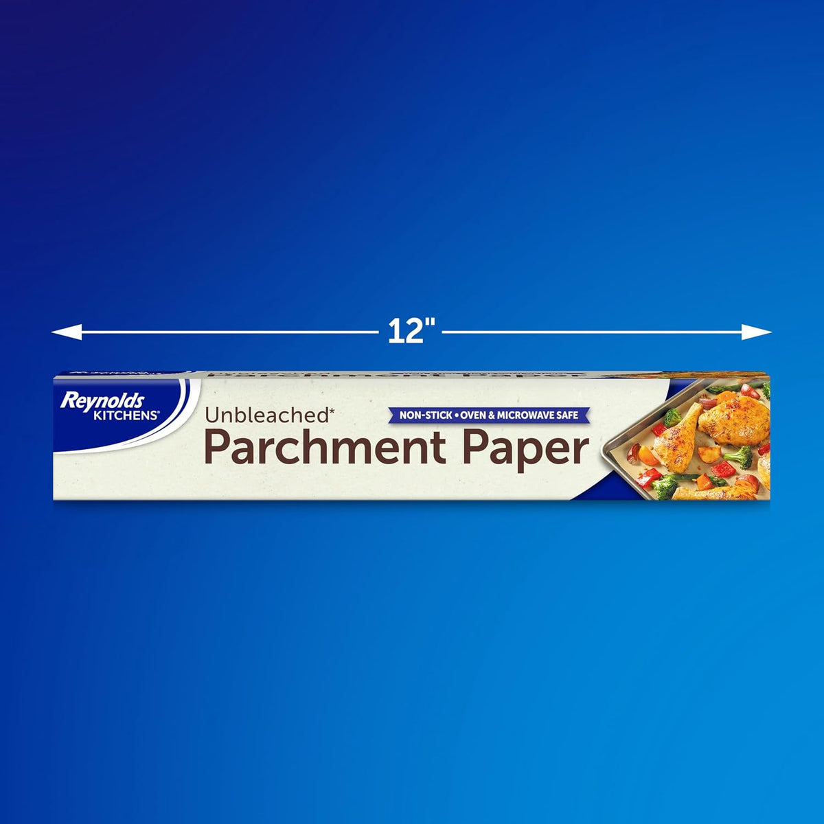 Reynolds Kitchens Unbleached Parchment Paper Roll. 45sq ft | Chlorine-Free. Nonstick Baking Parchment Paper. Microwave and Oven Safe To 425F. Fits Standard Baking Sheets. 12 in x 45 ft