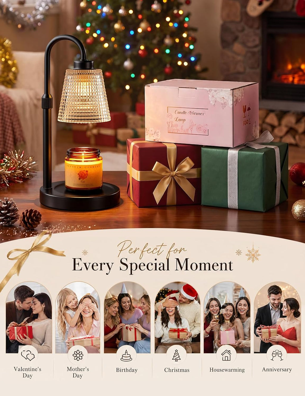 Candle Warmer Lamp with Timer Home Decor Birthday Gifts for Women | Dimmable Candle Warmer for Jar Candles. Height Adjustable Wax Melts Warmer.Room Decor House Warming Gifts New
