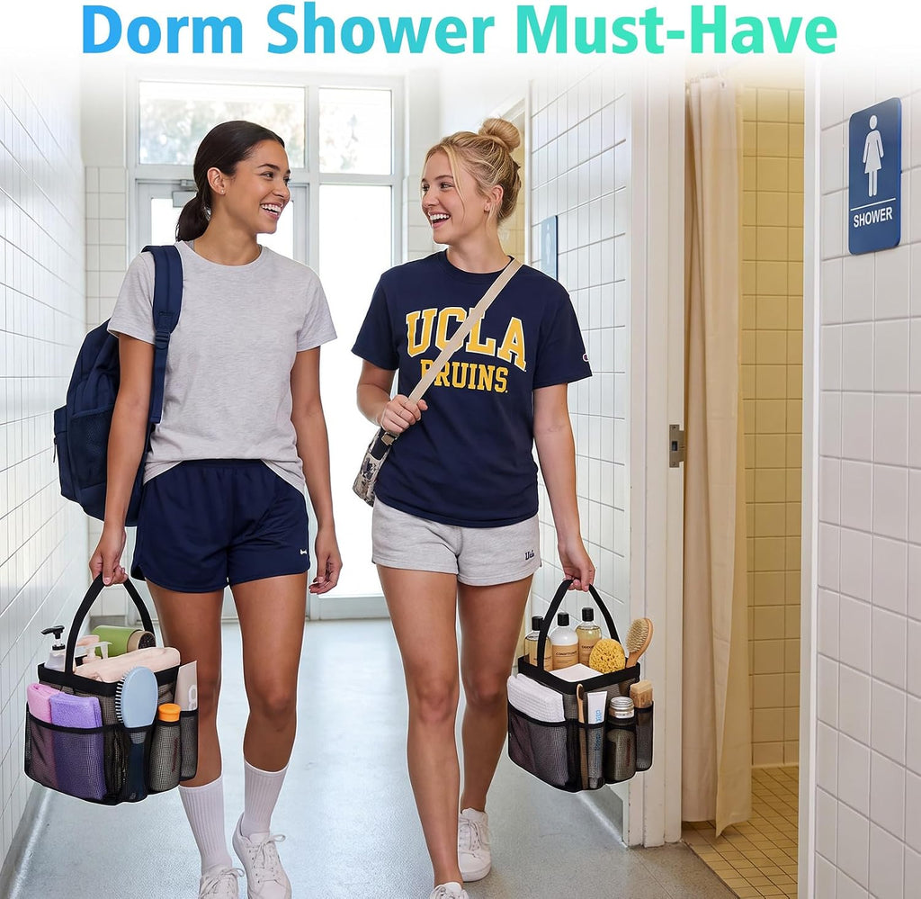 EUDELE Mesh Shower Caddy Portable for College Dorm Room Essentials. Shower Caddy Dorm with 9-Pocket Large Capacity for Beach. Swimming. Gym. Camping. Travel essentials