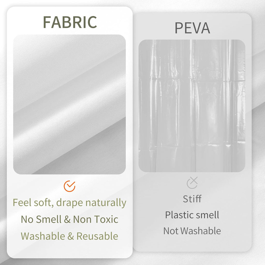 ALYVIA SPRING Waterproof Fabric Shower Curtain or Liner White. 72x72 | 3 Magnets. Soft Cloth & Hotel Quality. Machine Washable. Light-Weight. Standard Size