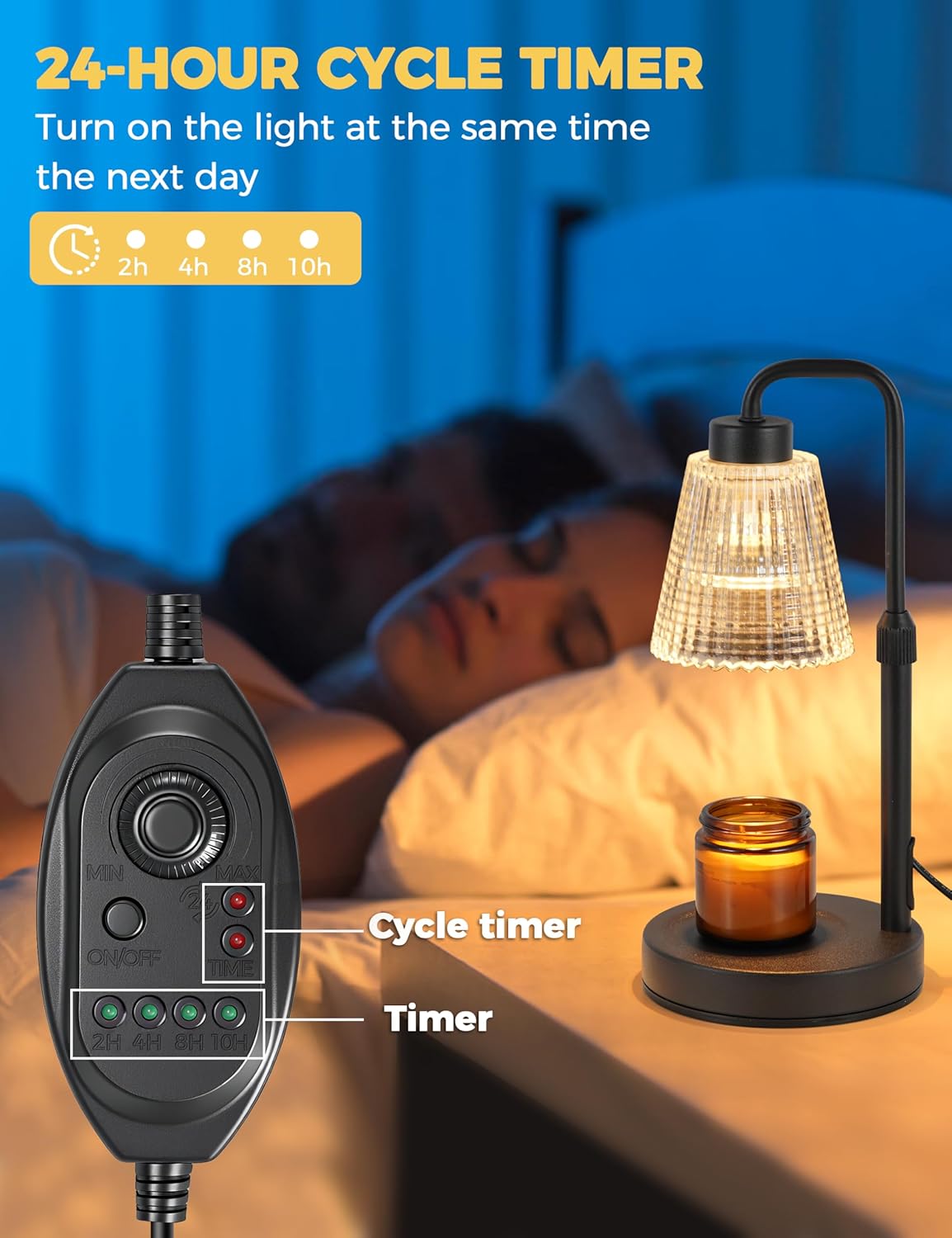 GODONLIF Candle Warmer Lamp with Timer. Birthday Gifts for Women Home Decor | 24h Cycle Timer Dimmable Wax Melt Warmer with 2 Bulbs. Fall Decor for Home Living Room Halloween Decorations Gifts for Mom